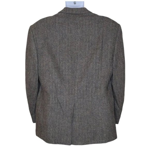 STAFFORD Sport Coat Blazer Mens Size 42S Gray Herringbone Pure Wool Sportcoat - Picture 2 of 7
